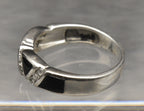 Vintage Sterling Silver Black Onyx and Rhinestone Ring - Size 5.25