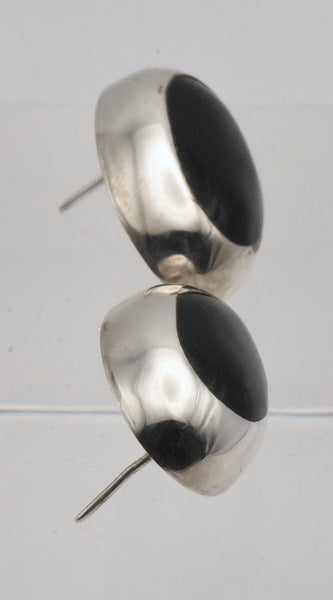 Vintage Sterling Silver Mexican Black Onyx Earrings