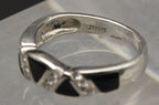 Vintage Sterling Silver Black Onyx and Rhinestone Ring - Size 5.25