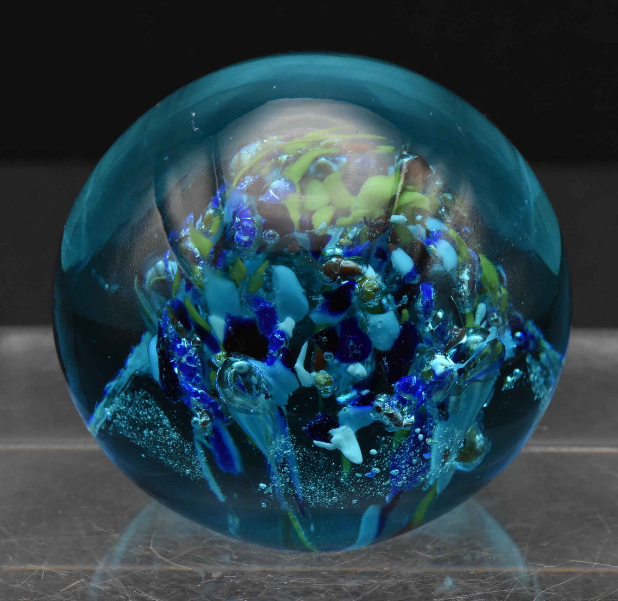 Vintage Handmade Blue Glittering Paperweight