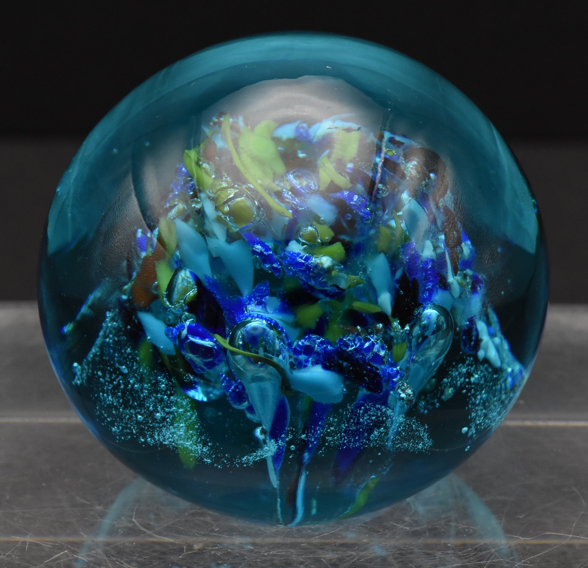 Vintage Handmade Blue Glittering Paperweight