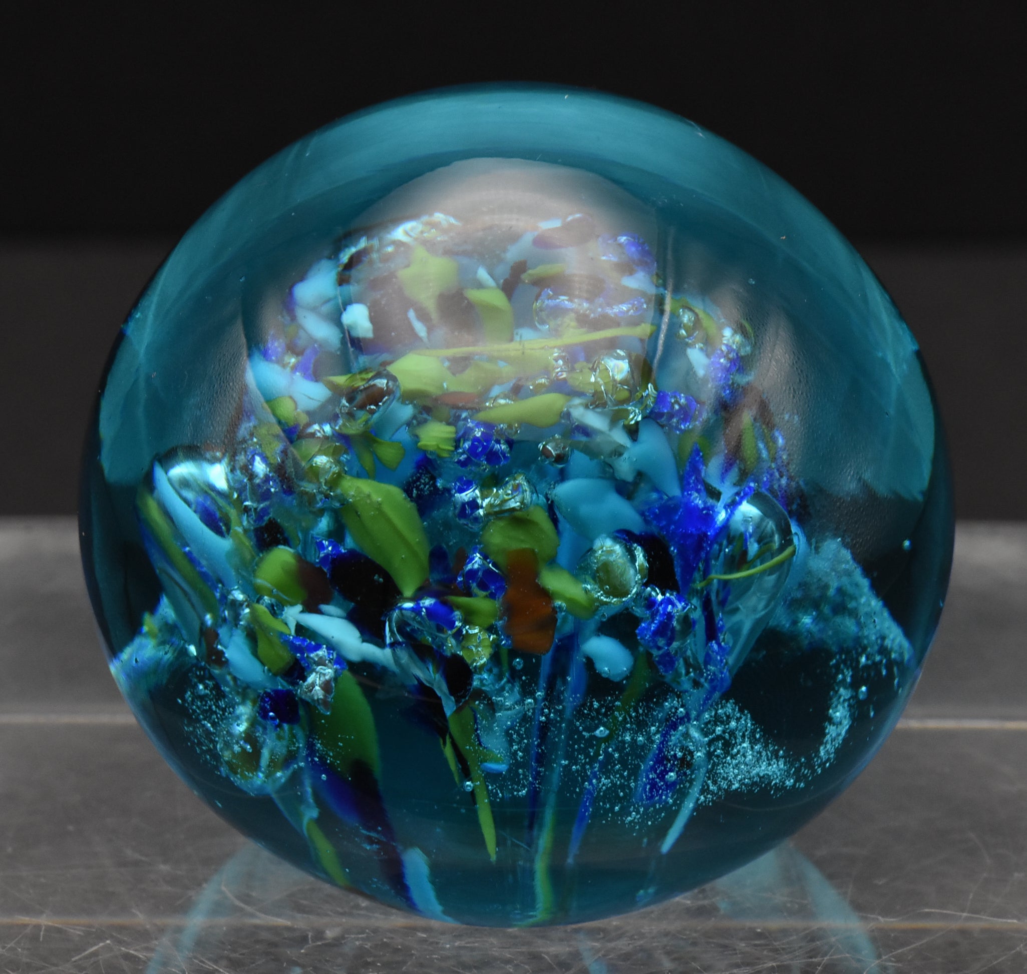 Vintage Handmade Blue Glittering Paperweight