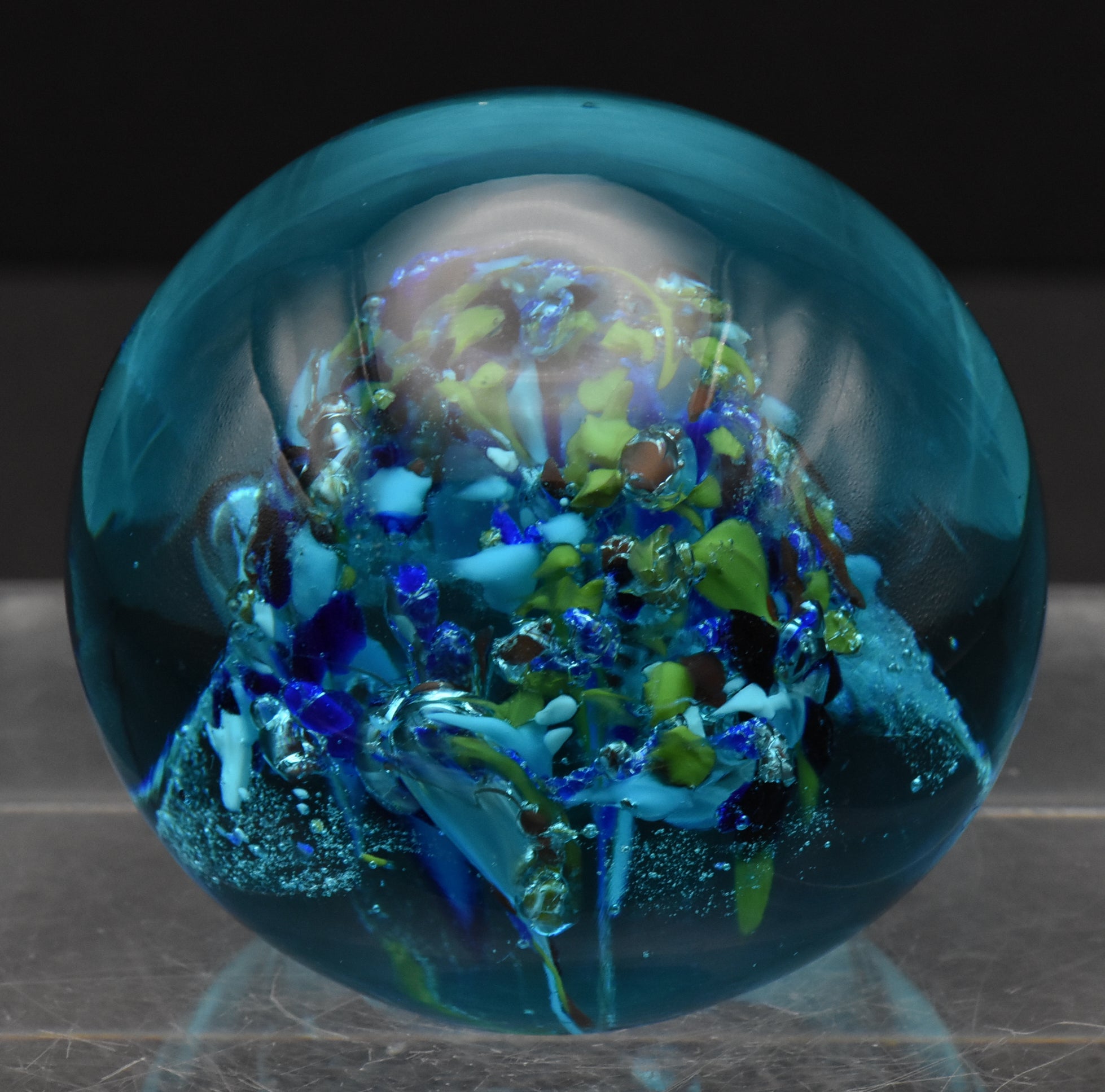 Vintage Handmade Blue Glittering Paperweight