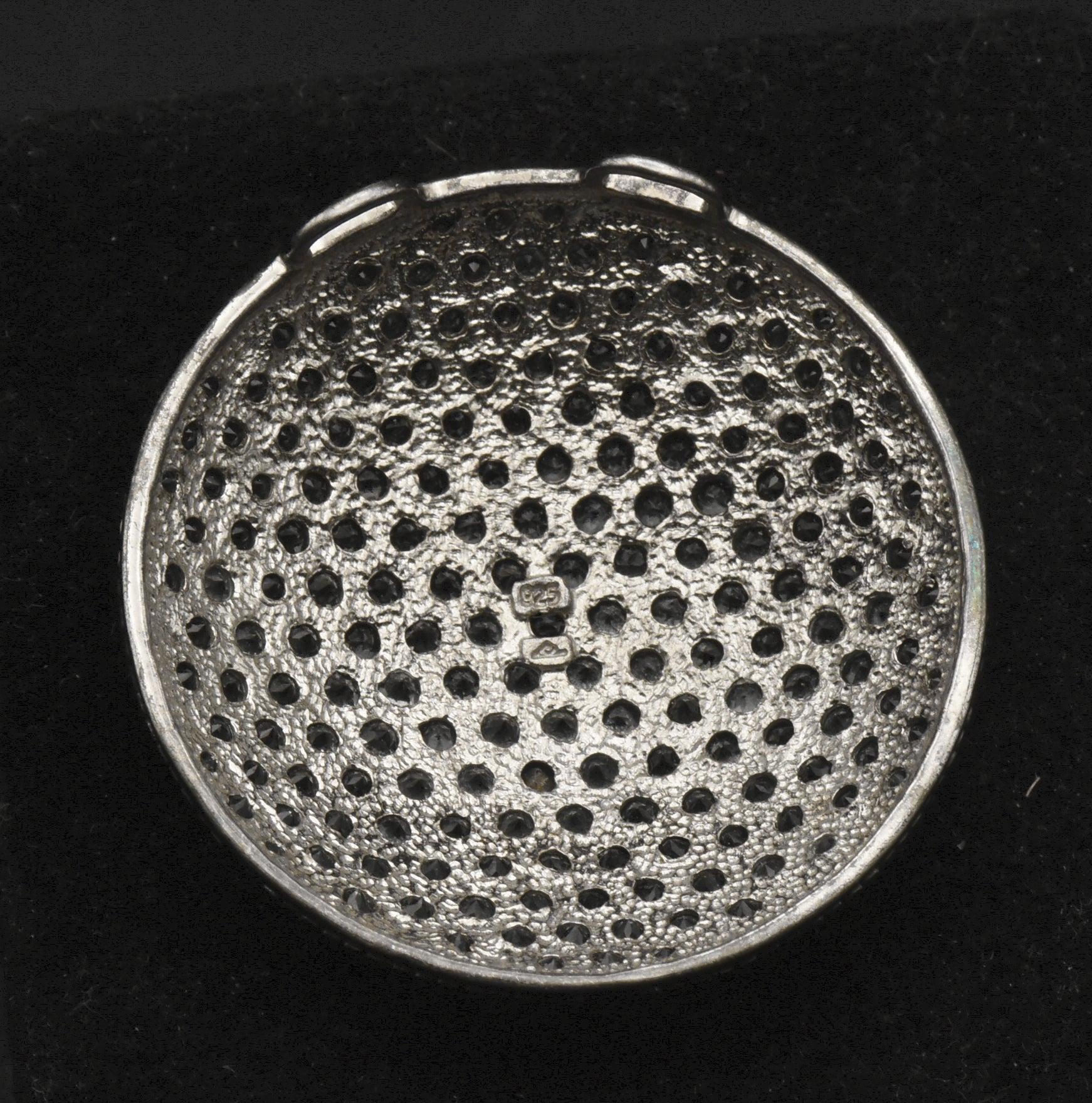 Vintage Sterling Silver Blue Rhinestone Pendant
