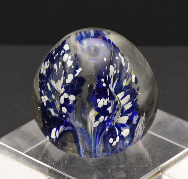 Vintage Blue and White Confetti Floral Paperweight