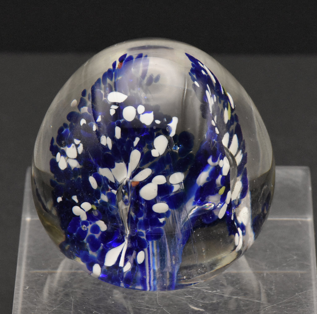 Vintage Blue and White Confetti Floral Paperweight
