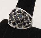 Vintage Sterling Silver Rhinestone Dome Ring - Size 9.25 - Missing Stones