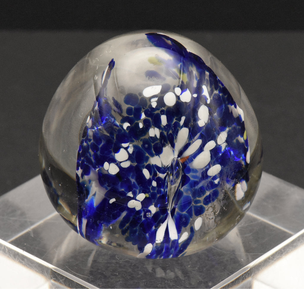 Vintage Blue and White Confetti Floral Paperweight