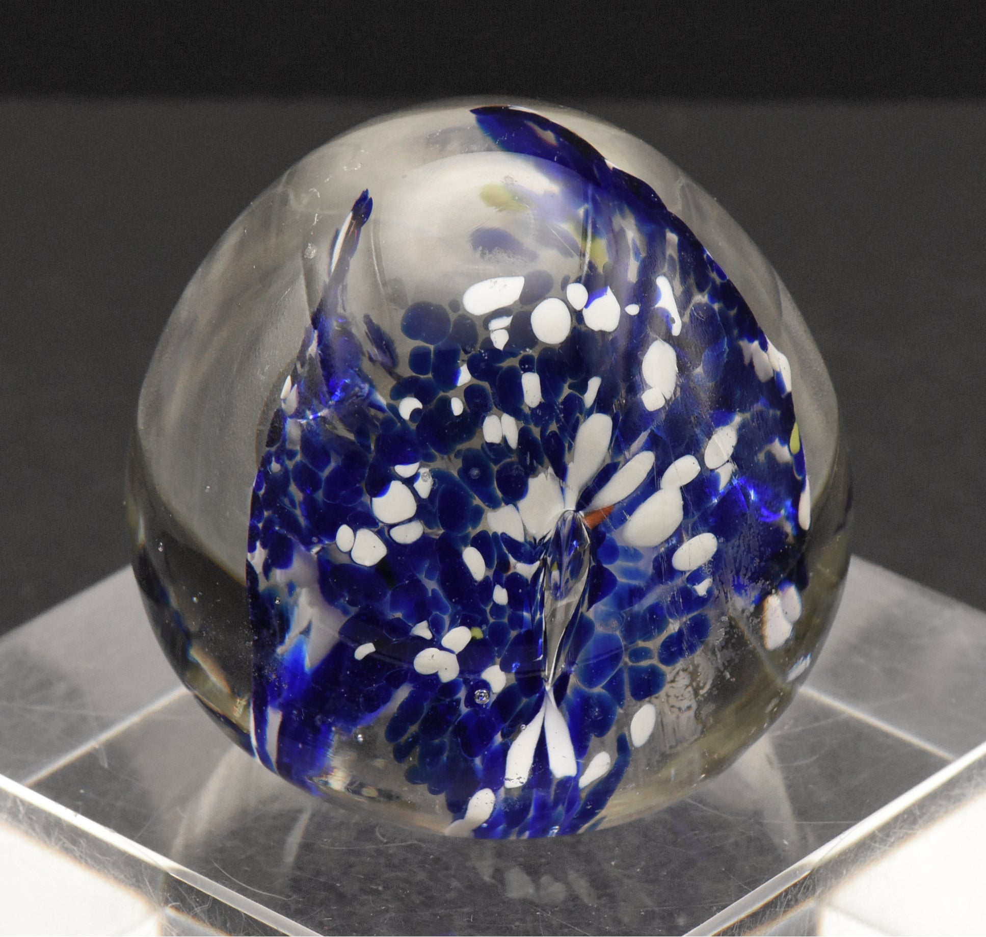 Vintage Blue and White Confetti Floral Paperweight
