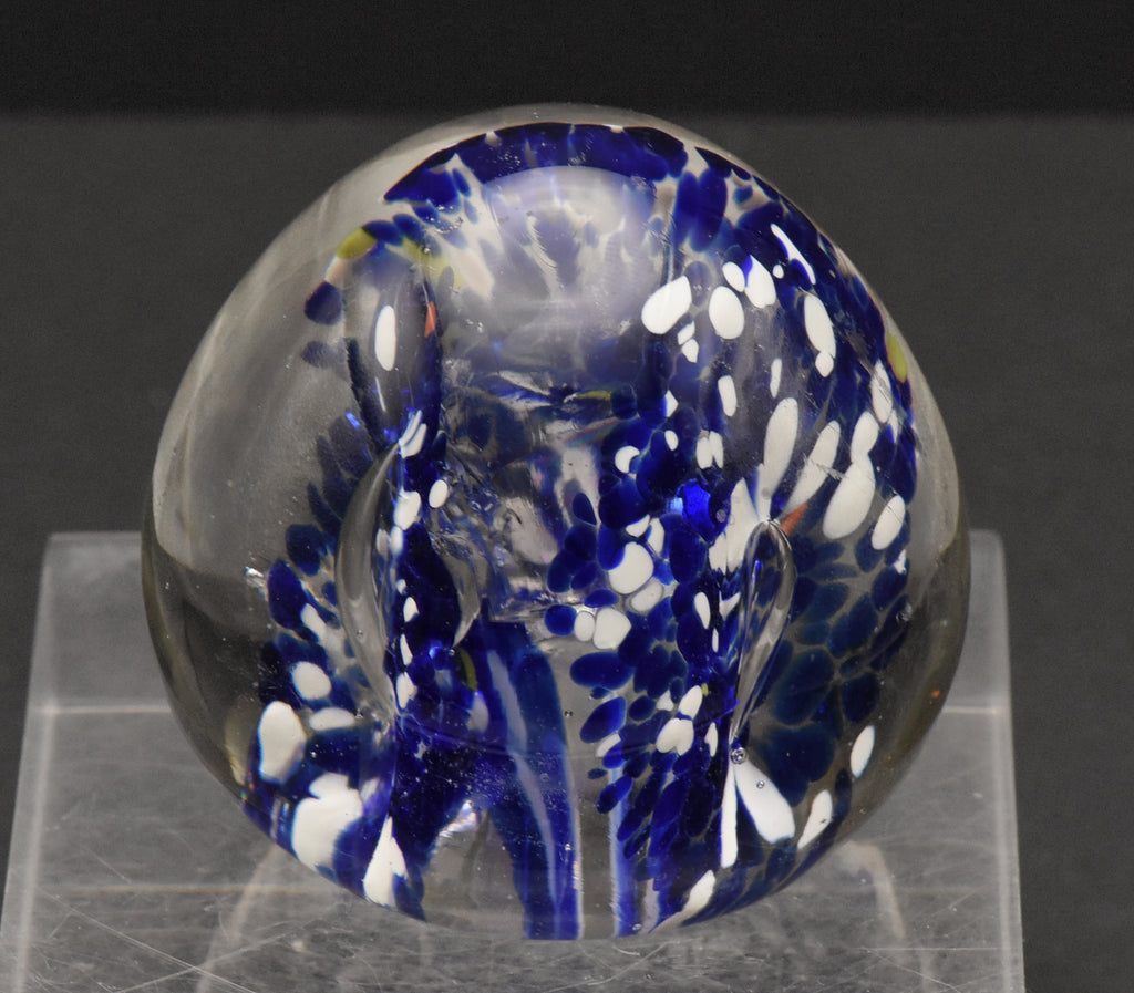 Vintage Blue and White Confetti Floral Paperweight