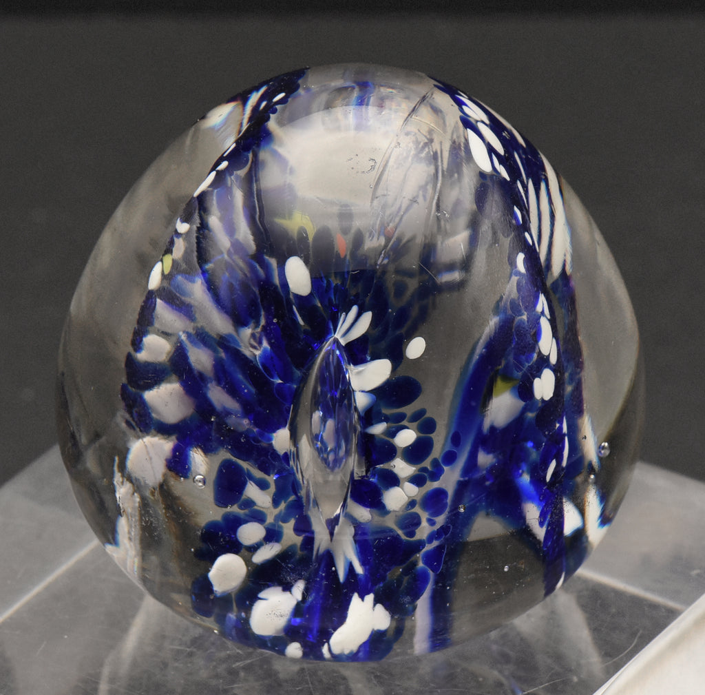 Vintage Blue and White Confetti Floral Paperweight
