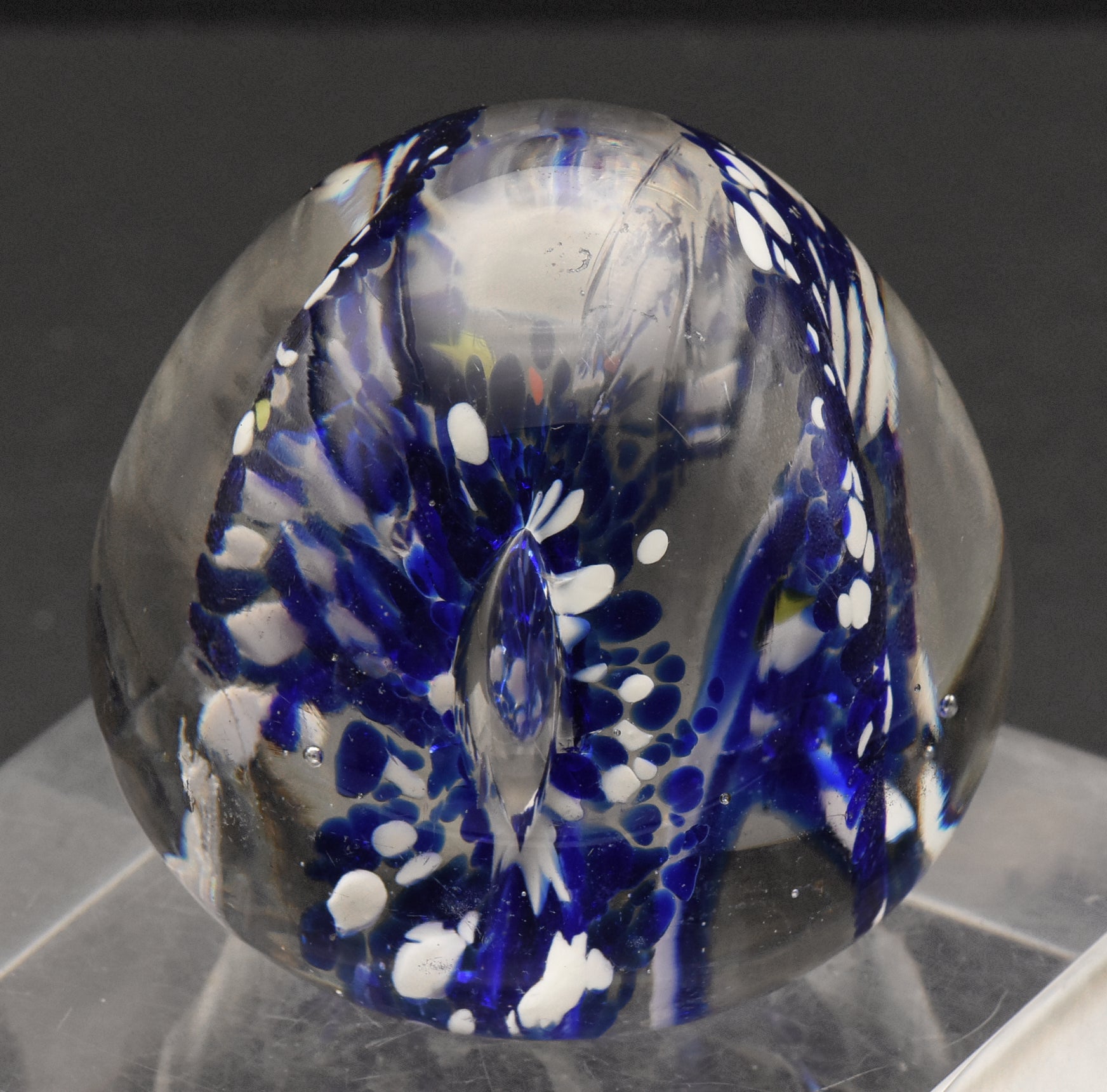 Vintage Blue and White Confetti Floral Paperweight