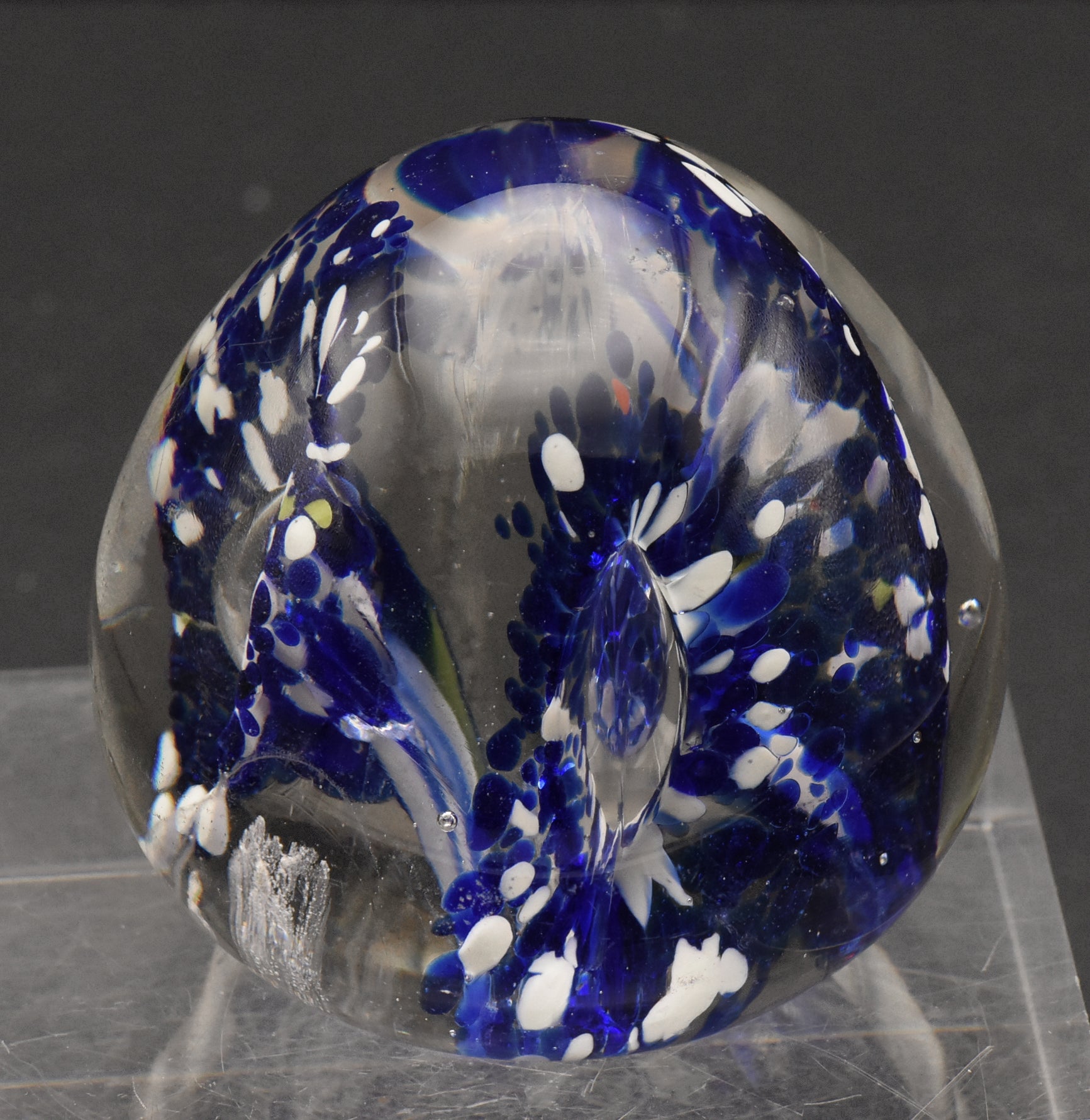 Vintage Blue and White Confetti Floral Paperweight