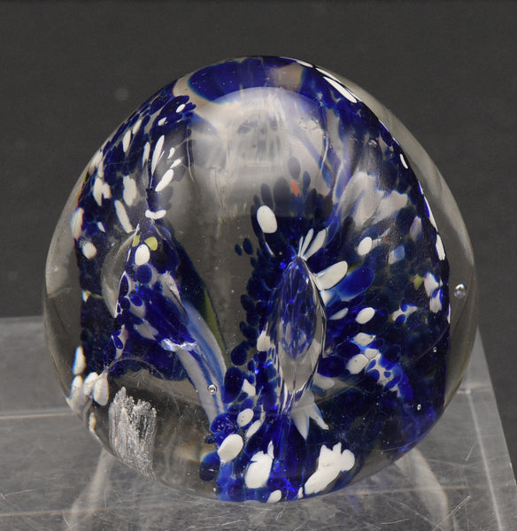 Vintage Blue and White Confetti Floral Paperweight