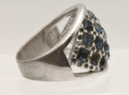 Vintage Sterling Silver Rhinestone Dome Ring - Size 9.25 - Missing Stones