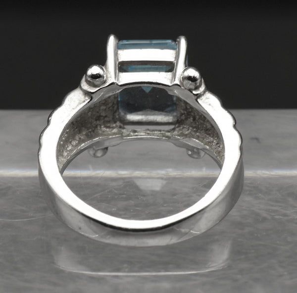 Vintage Blue Topaz Sterling Silver Ring - Size 5.75