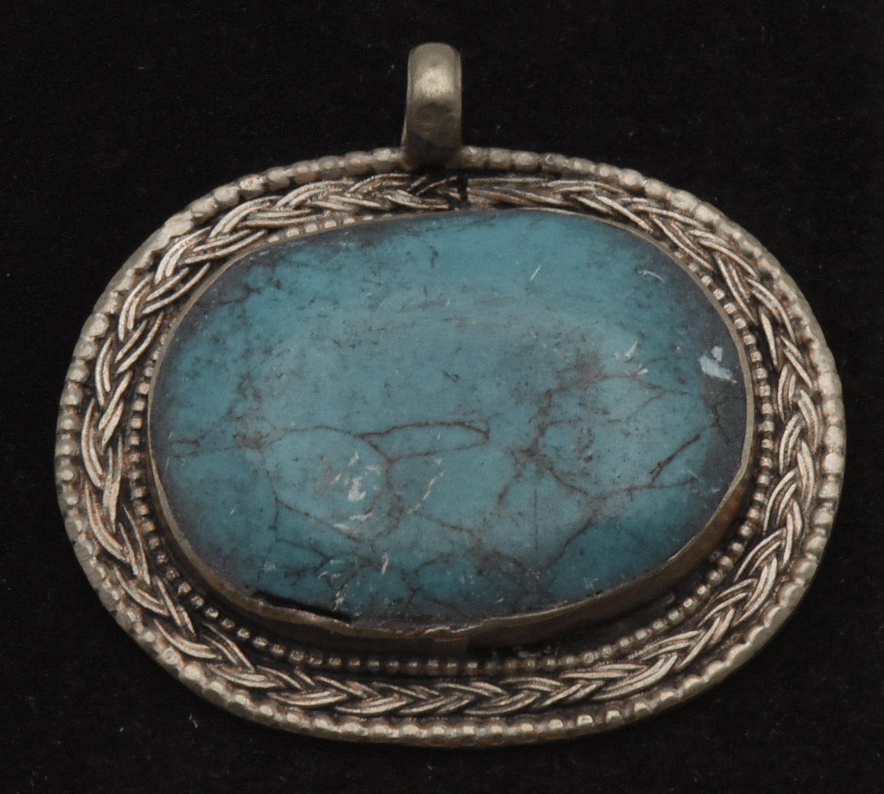 Vinage Carved Blue Stone Cabochon Pendant