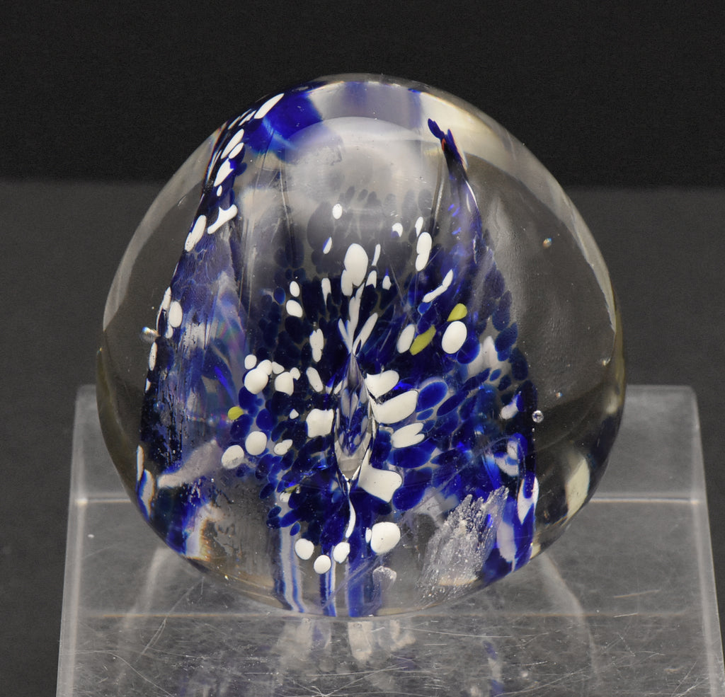 Vintage Blue and White Confetti Floral Paperweight