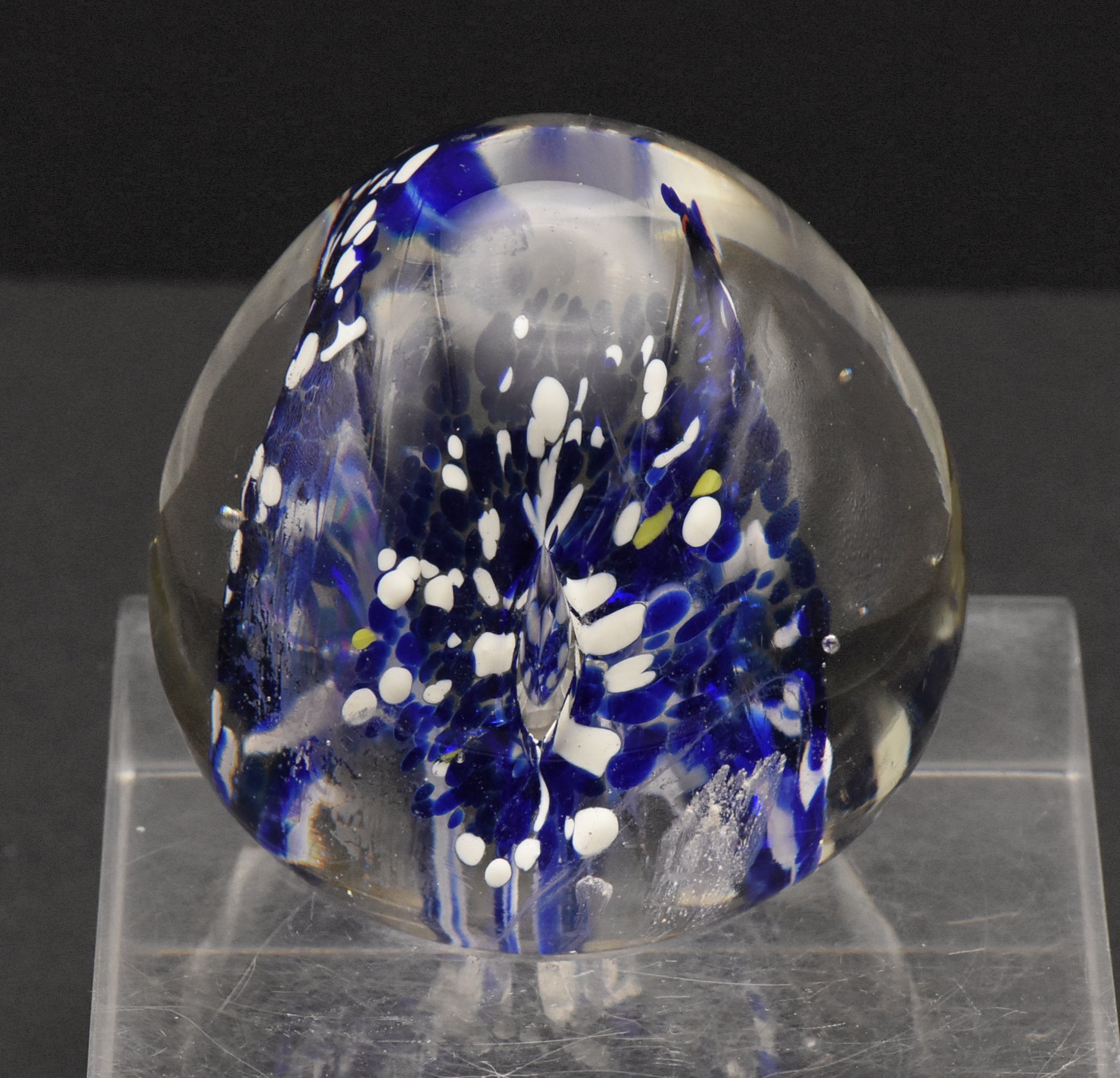 Vintage Blue and White Confetti Floral Paperweight