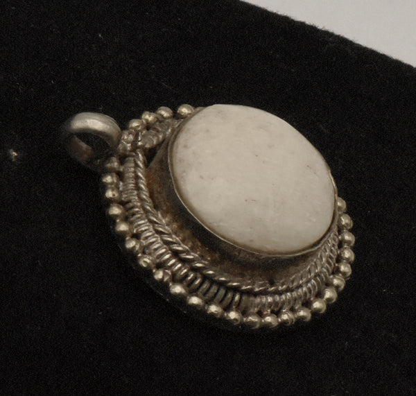 Vintage Carved Bone Cabochon Pendant