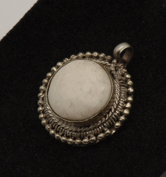 Vintage Carved Bone Cabochon Pendant