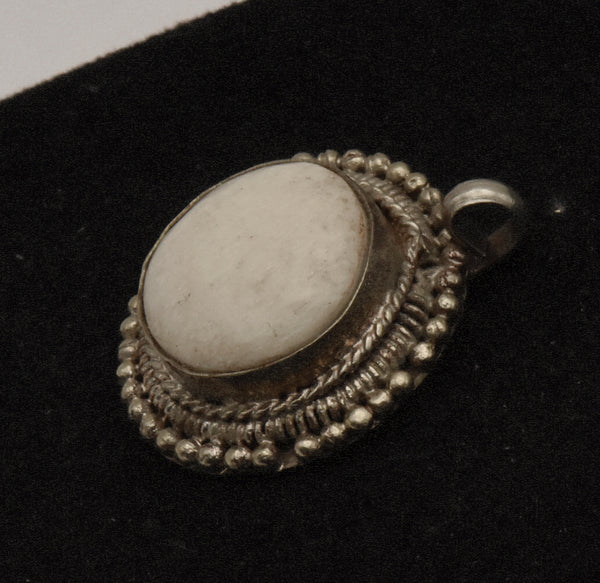 Vintage Carved Bone Cabochon Pendant