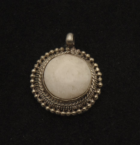 Vintage Carved Bone Cabochon Pendant