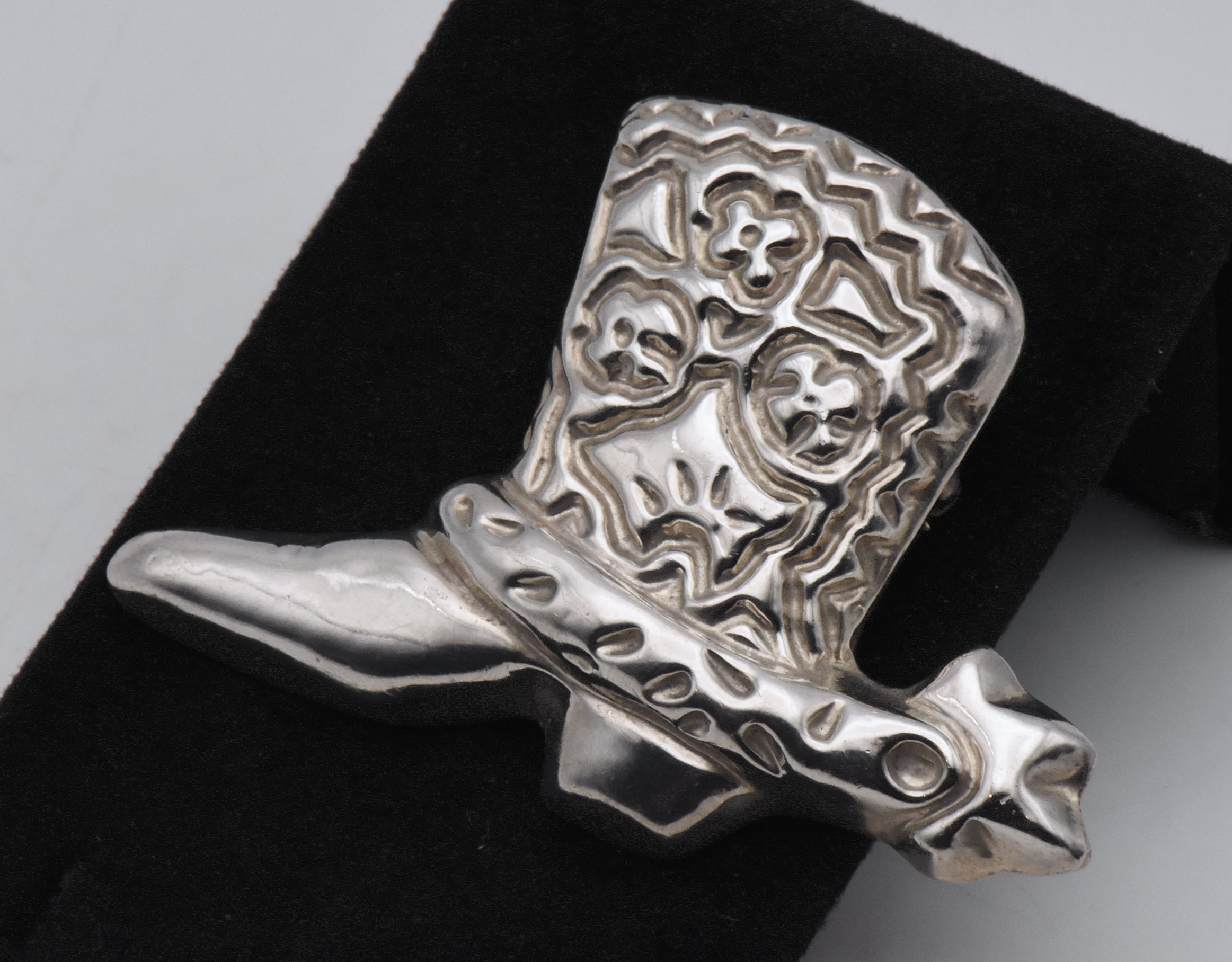 Vintage Handmade Mexican Sterling Silver Cowboy Boot with Spur Brooch/Pendant