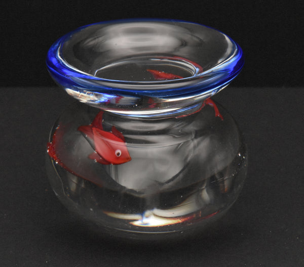 Vintage Handmade Heavy Fishbowl Glass Paperweight - 1.5lb+