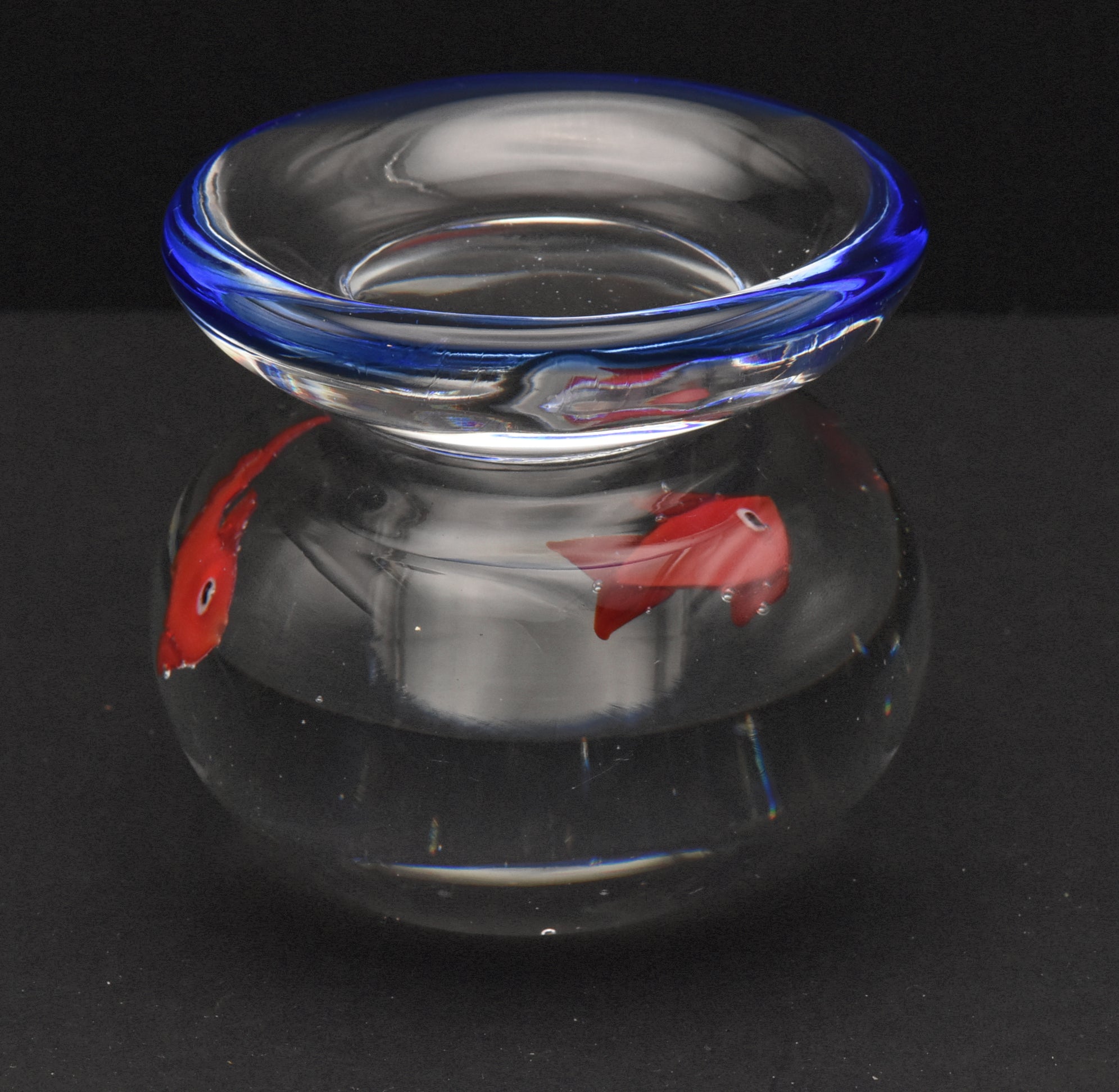 Vintage Handmade Heavy Fishbowl Glass Paperweight - 1.5lb+