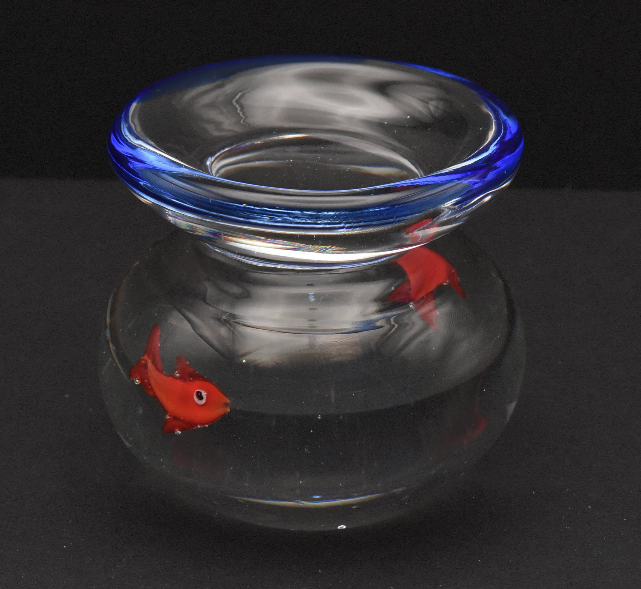 Vintage Handmade Heavy Fishbowl Glass Paperweight - 1.5lb+