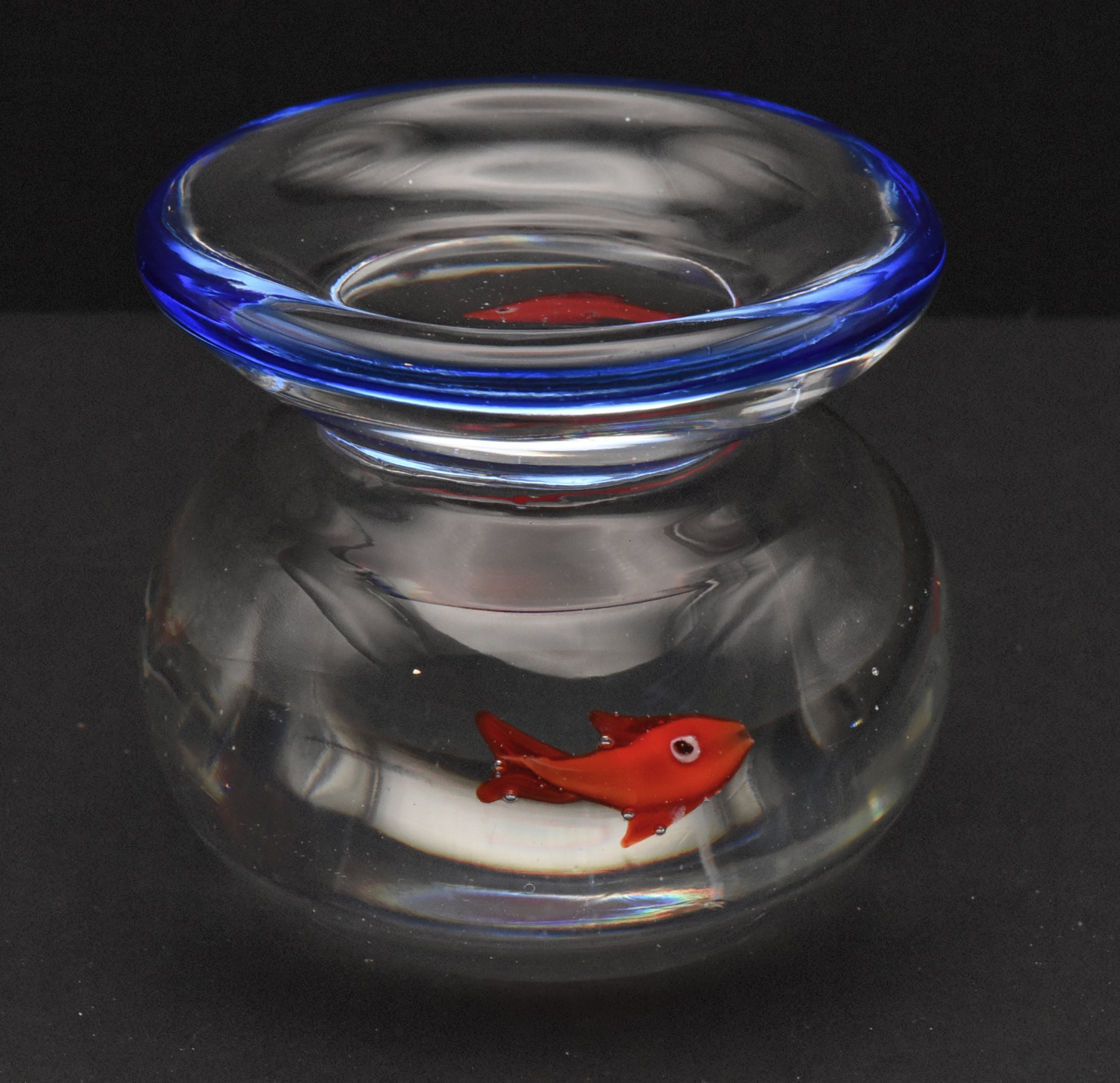 Vintage Handmade Heavy Fishbowl Glass Paperweight - 1.5lb+