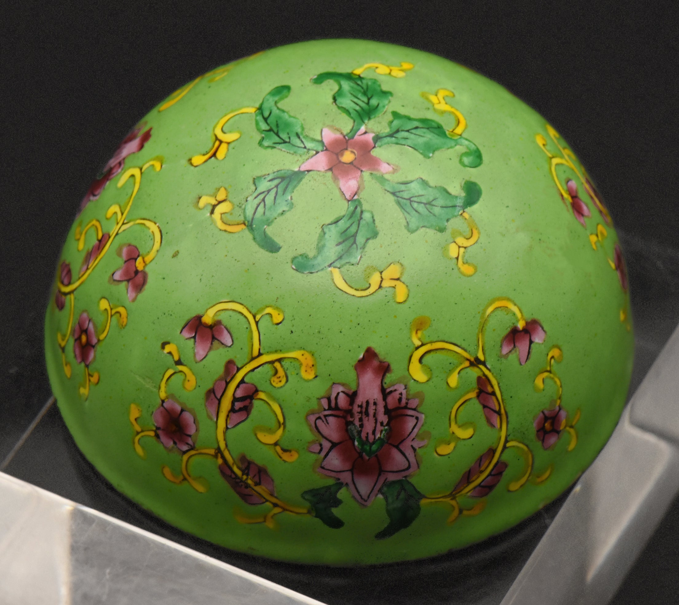 Vintage Metal Hand Painted Enamel Round Bottom Bowl