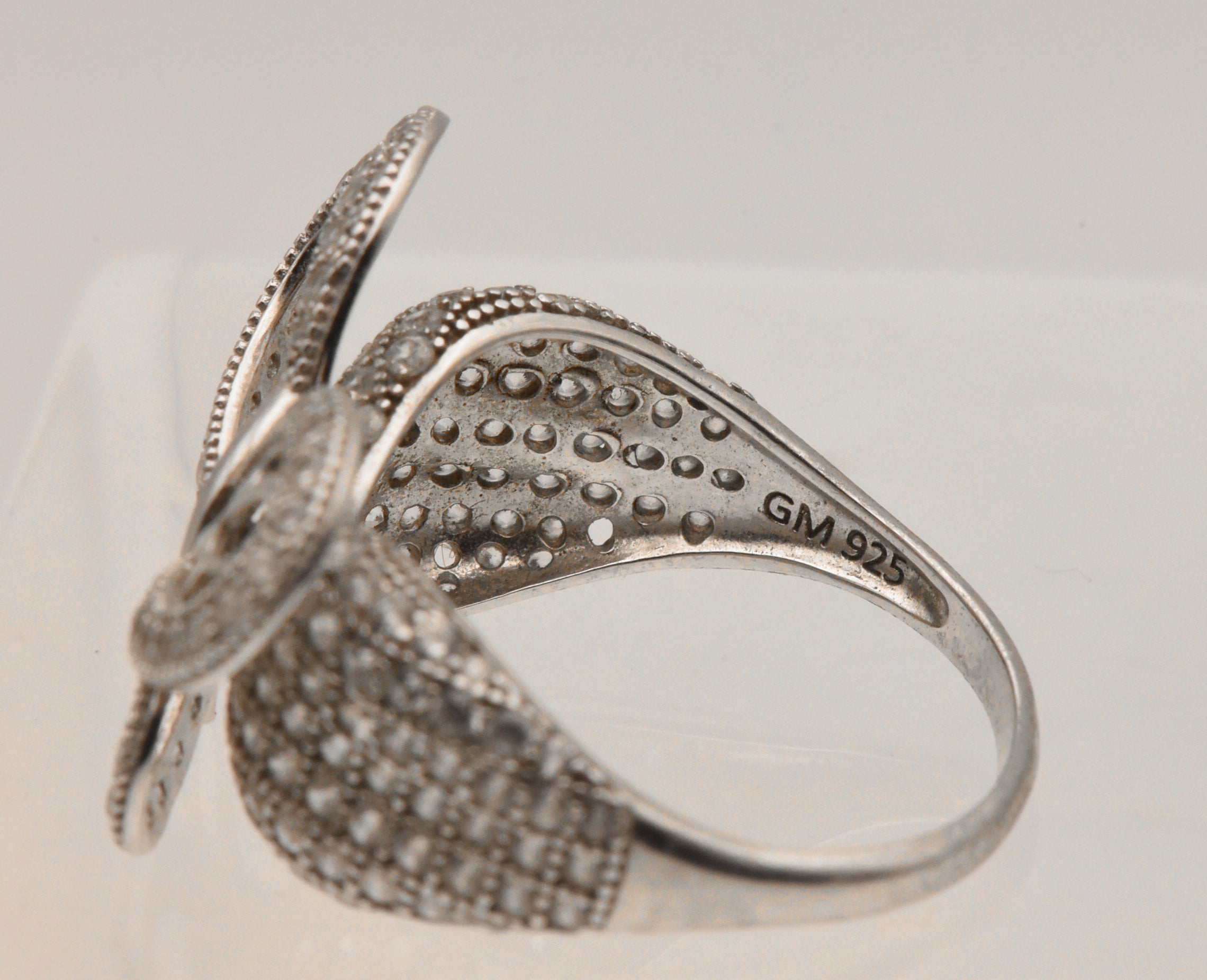 Vintage Butterfly Sterling Silver Cubic Zirconia Ring - Size 9
