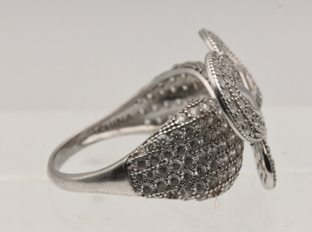 Vintage Butterfly Sterling Silver Cubic Zirconia Ring - Size 9