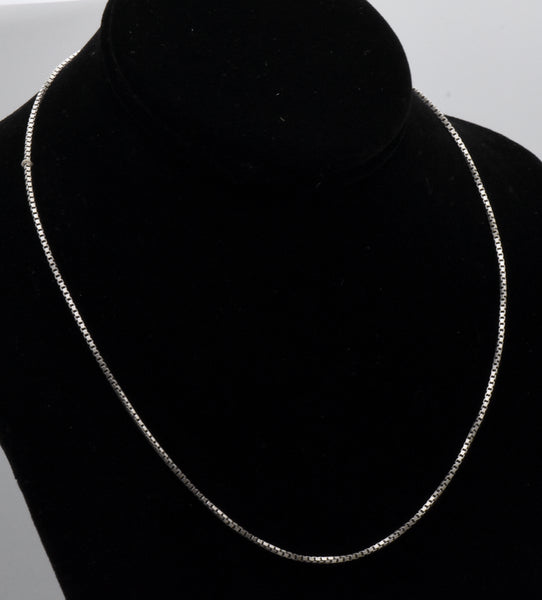 Vintage Italian Sterling Silver Box Link Chain Necklace - 18.25"