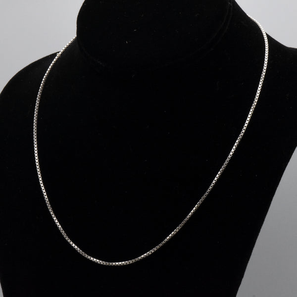 Vintage Italian Sterling Silver Box Link Chain Necklace - 18.25"