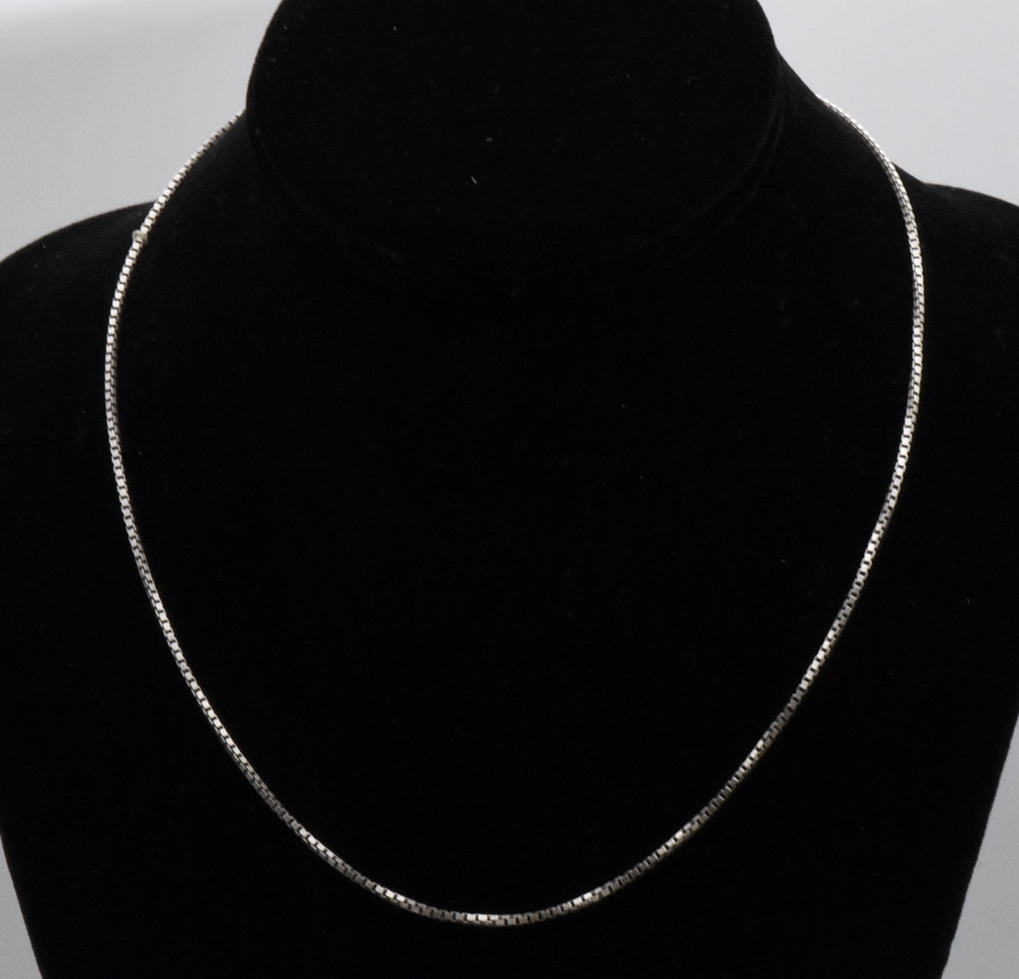 Vintage Italian Sterling Silver Box Link Chain Necklace - 18.25"