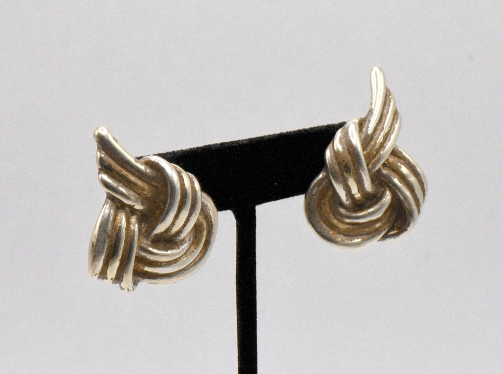 Vintage Sterling Silver Braided Heart Earrings
