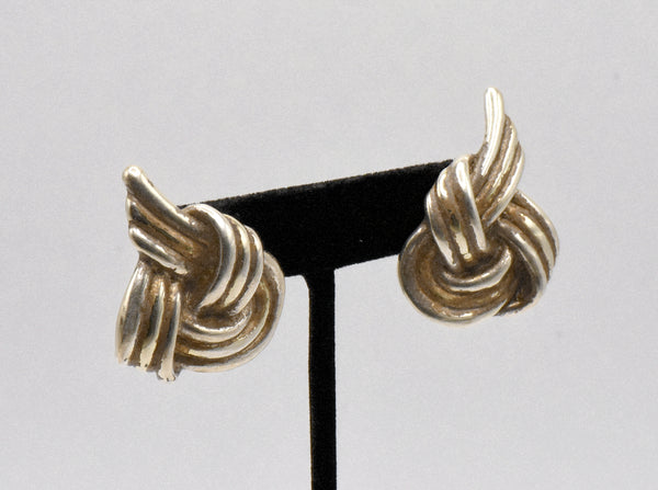 Vintage Sterling Silver Braided Heart Earrings