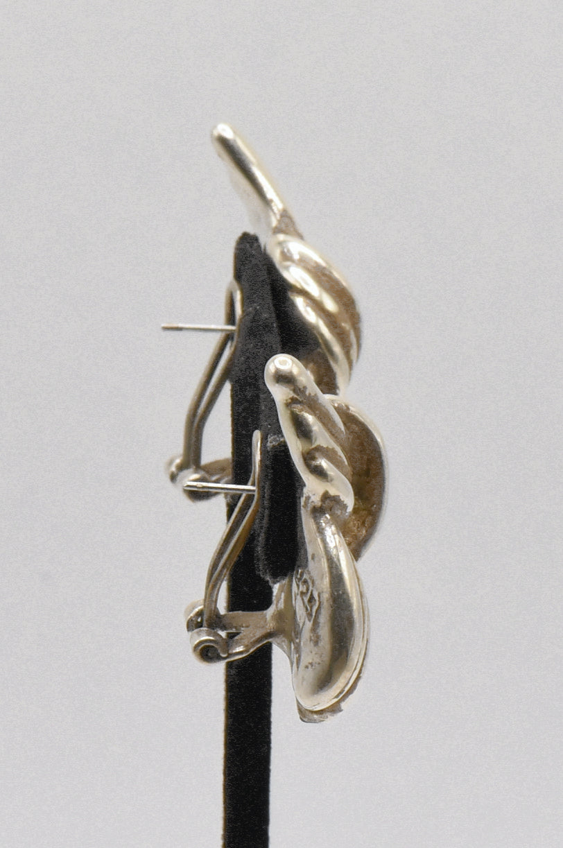 Vintage Sterling Silver Braided Heart Earrings
