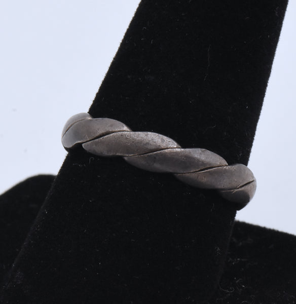 Vintage Braided Sterling Silver Band - Size 9.5