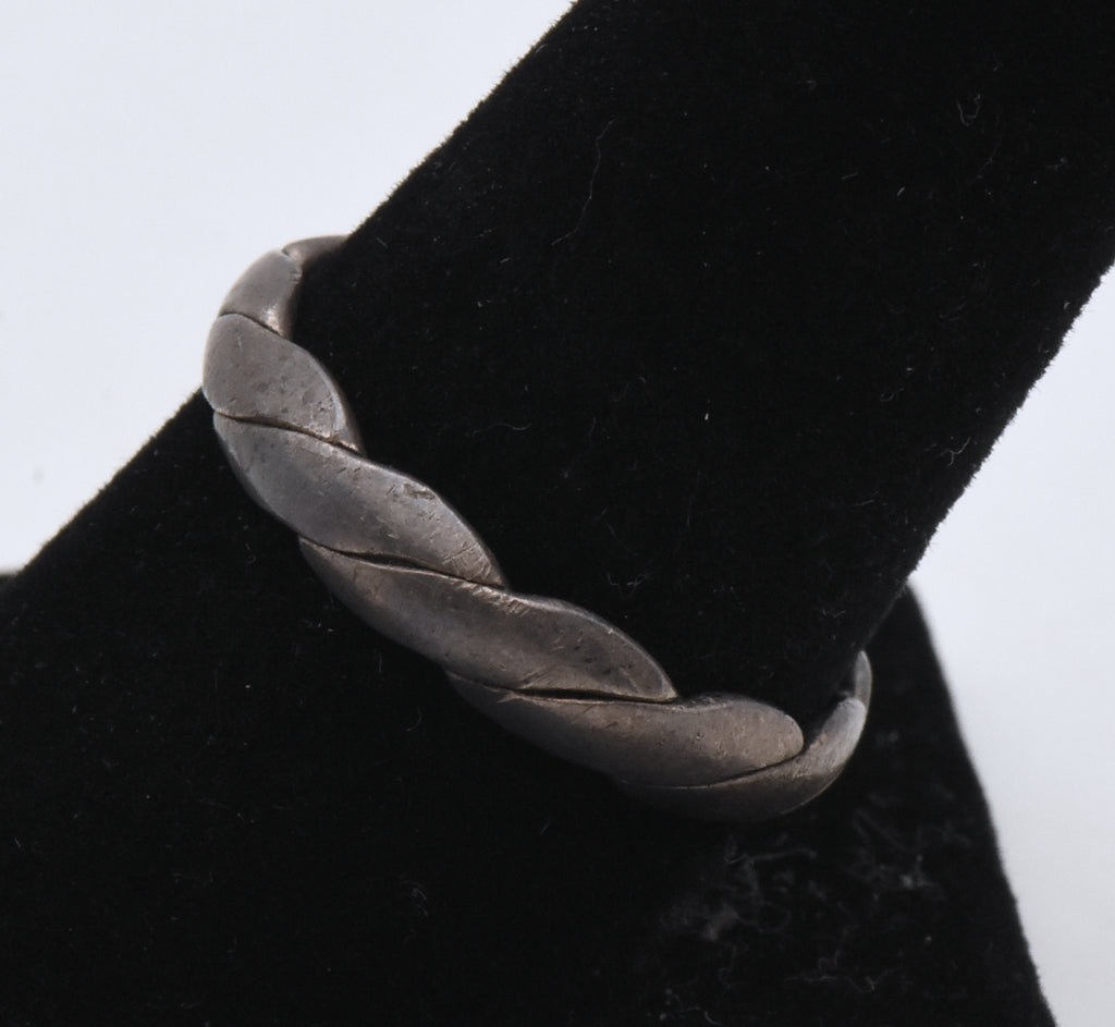 Vintage Braided Sterling Silver Band - Size 9.5