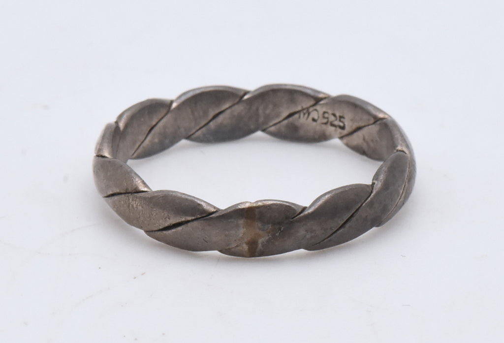 Vintage Braided Sterling Silver Band - Size 9.5