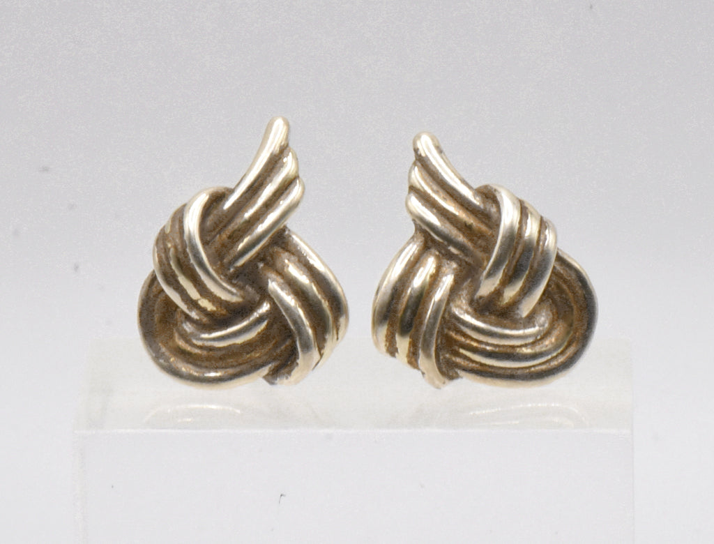 Vintage Sterling Silver Braided Heart Earrings