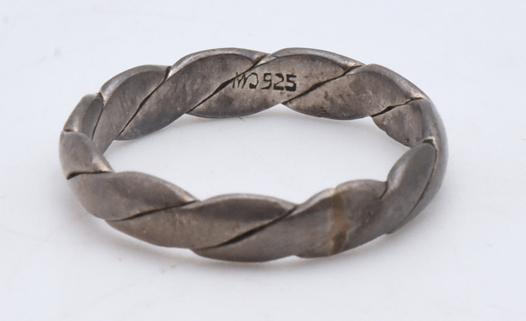 Vintage Braided Sterling Silver Band - Size 9.5