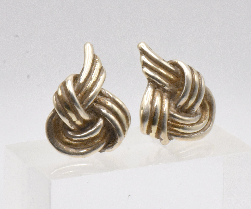 Vintage Sterling Silver Braided Heart Earrings