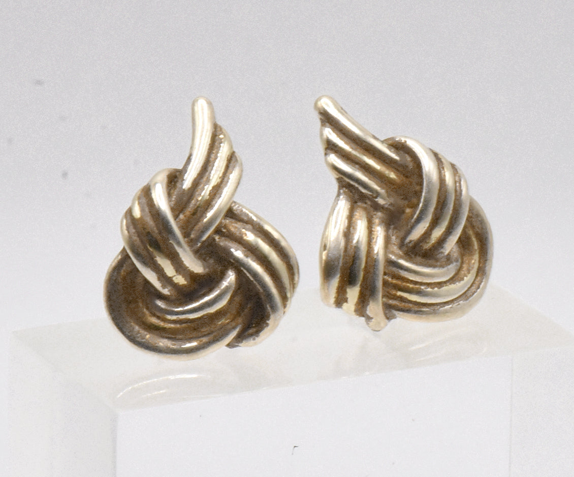 Vintage Sterling Silver Braided Heart Earrings