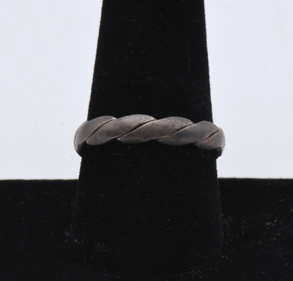 Vintage Braided Sterling Silver Band - Size 9.5