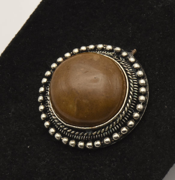 Vintage Polished Brown Jasper Pendant - MISSING BAIL